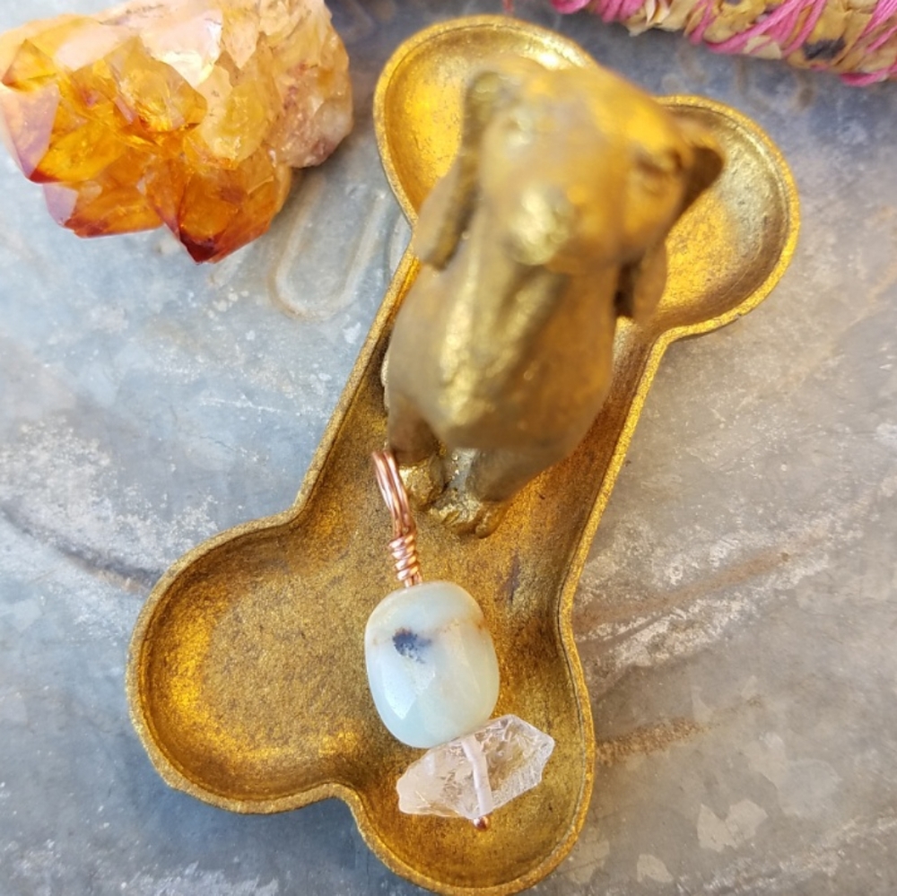 Amazonite & Quartz Crystal Charm for Pets & People